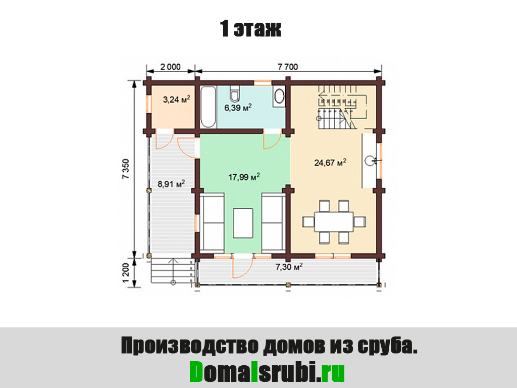 Дом из сруба 2 этажа, размер 8.5х9.7 м, 165 кв м. "Комфорт-28597165" — изображение 2